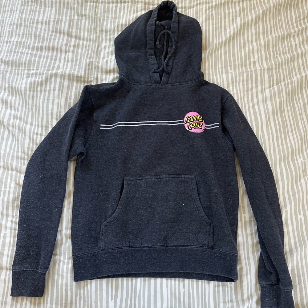 santa cruz dark grey and pink hoodie